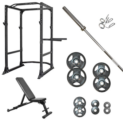 360 Strength Power Rack, Folding FID bench & 88kg Olympic Package