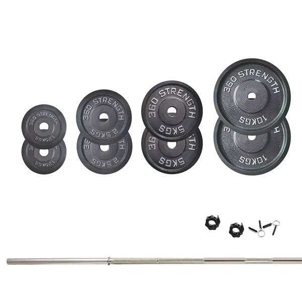 50kg Standard 7ft Bar & Weights Package | Little Bloke Fitness