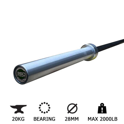 PRO Olympic 20kg Barbell (Hard Chrome - Black/Silver - Bearings)