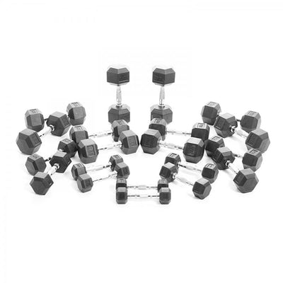 1-10kg Rubber Hex Dumbbell Set