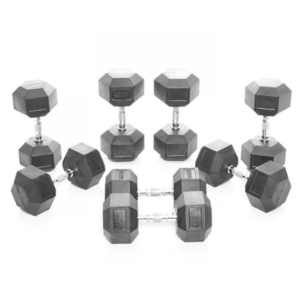 32.5-40kg Rubber Hex Dumbbell Set