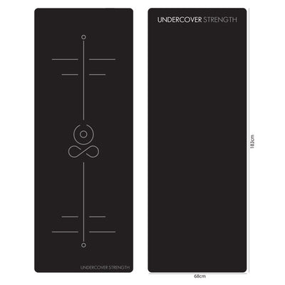 TPE Yoga Mat - Black with alignment lines Image 2