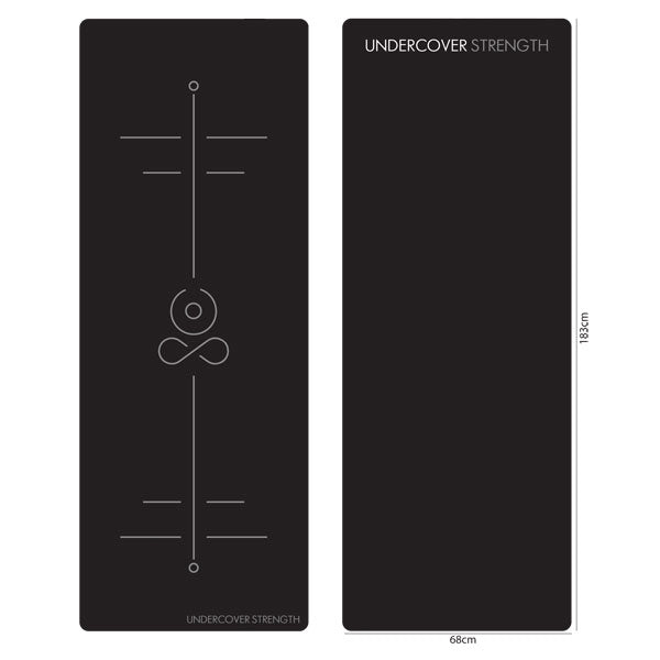 TPE Yoga Mat - Black with alignment lines Image 2