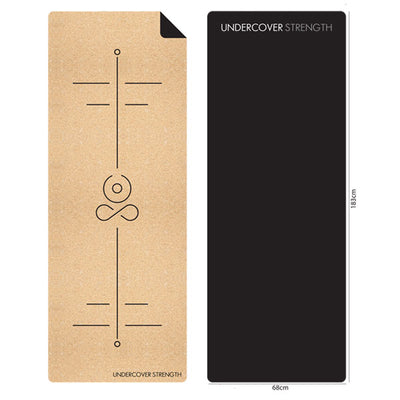 Cork and Rubber Yoga Mat - with alignment lines