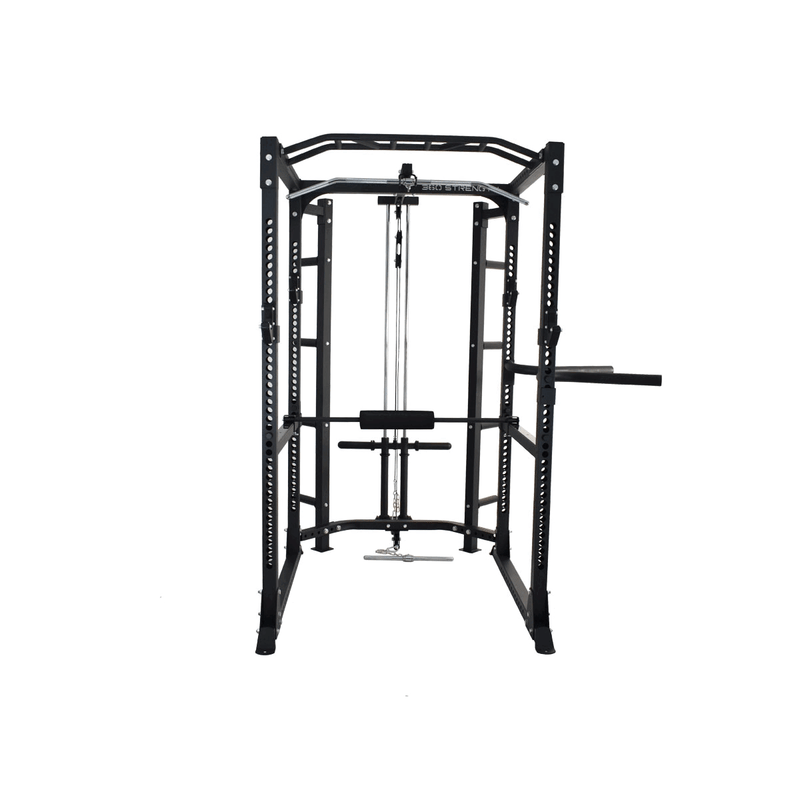 360 Strength Power Rack with Lat Pulldown / Low Row & Plate Storage | Light Commercial